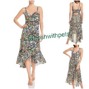 Parker New York NWT Melody Floral Print Back Cut Out Dress Sleeveless Hi Low New